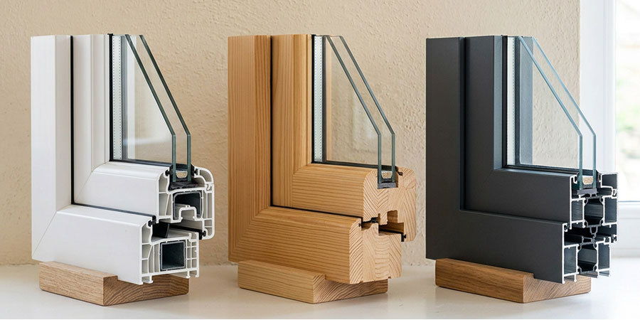 Window frames from different materials