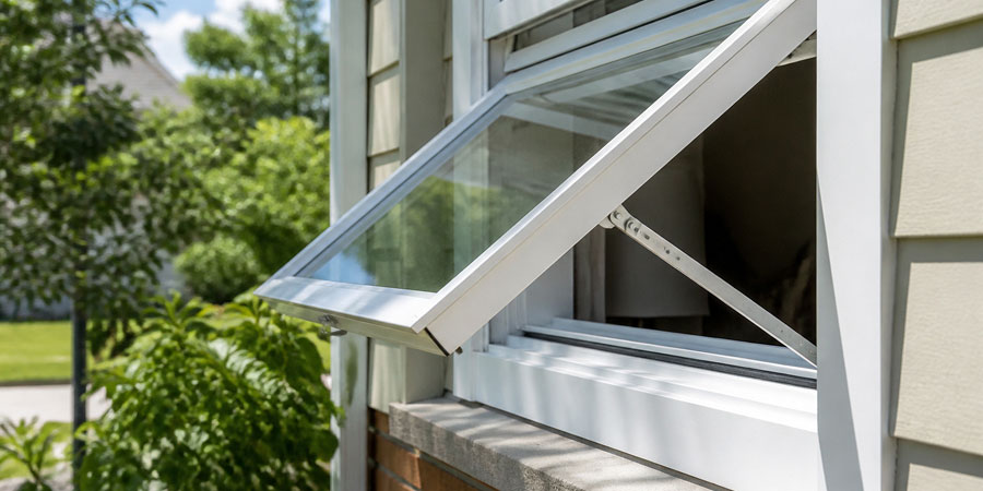 Awning windows opened for ventilation