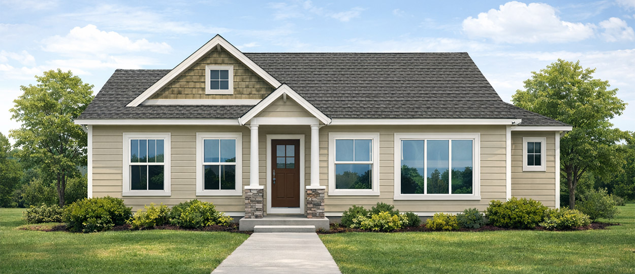 Modern bedroom with a large window providing natural daylight