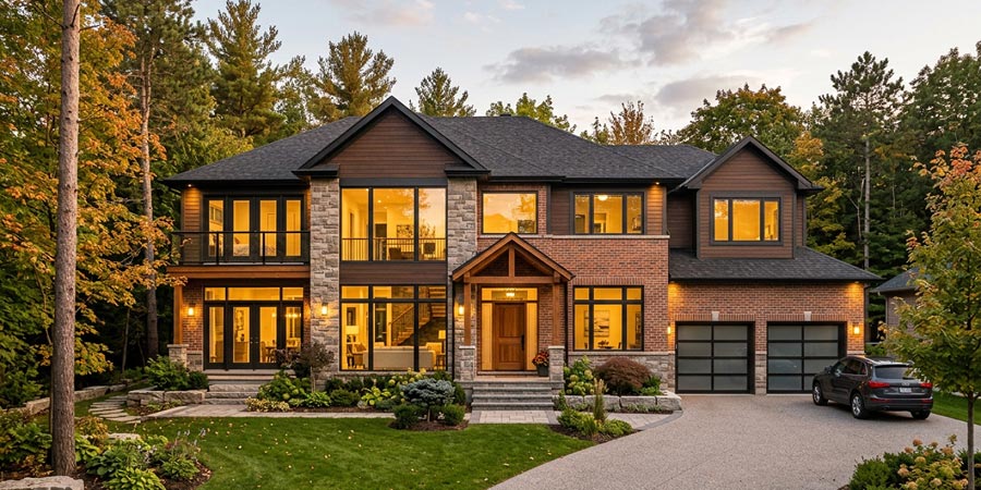 Canadian home with triple-pane windows installed for improved energy efficiency and noise reduction