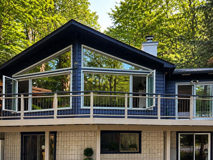 Cottage Windows with Asymmetrical Pane Design