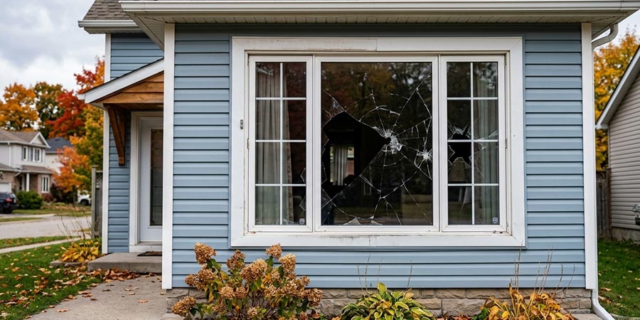 Cracked window requiring full window replacement