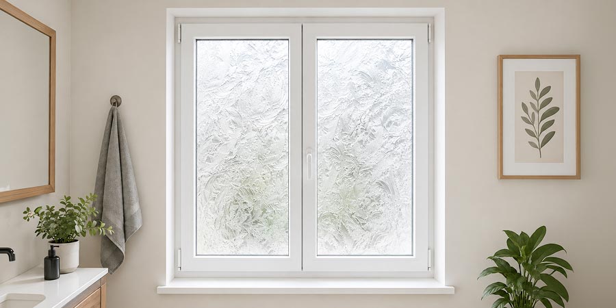 Frosted glass providing privacy while allowing natural light