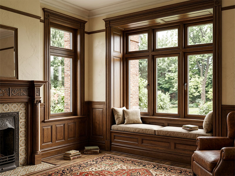 Retrofit window installation in a home with original woodwork and plaster walls showing minimal disruption to interior finishes