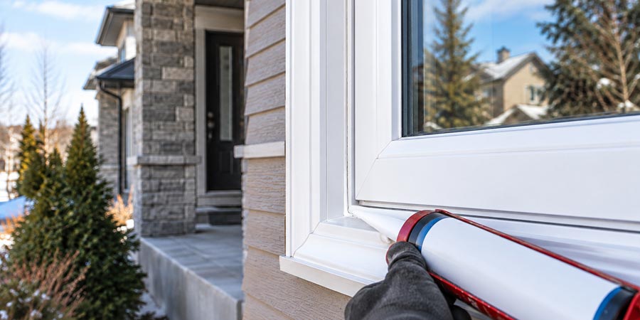 Polyurethane caulk applied to a masonry joint