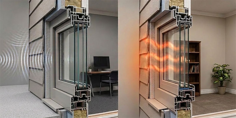 Soundproof windows with multiple glass layers improve insulation and reduce heat loss