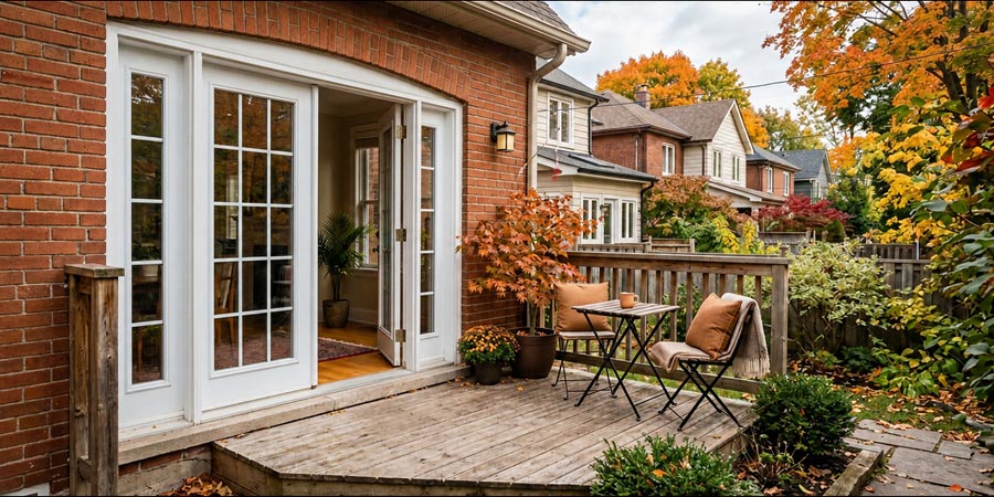 Space-saving terrace doors for a compact home