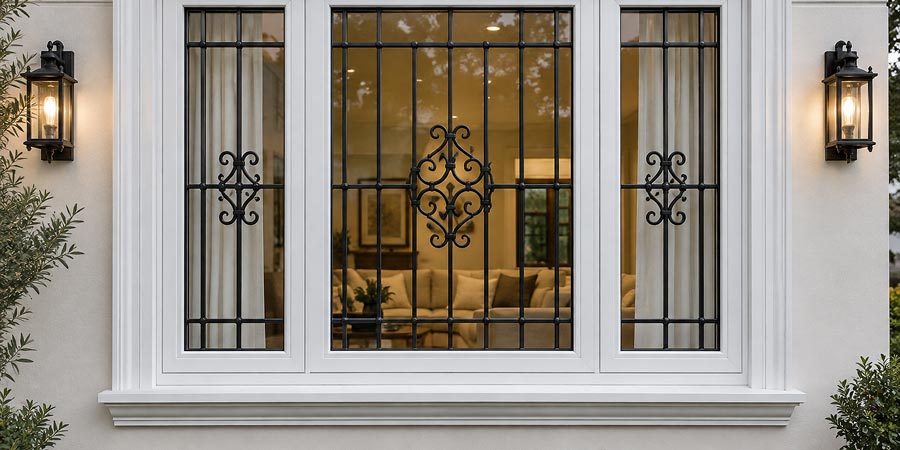Window security bars and grilles installed for added protection against break-ins