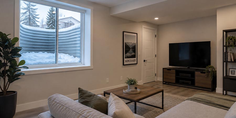 Year-round maintenance of a basement window well